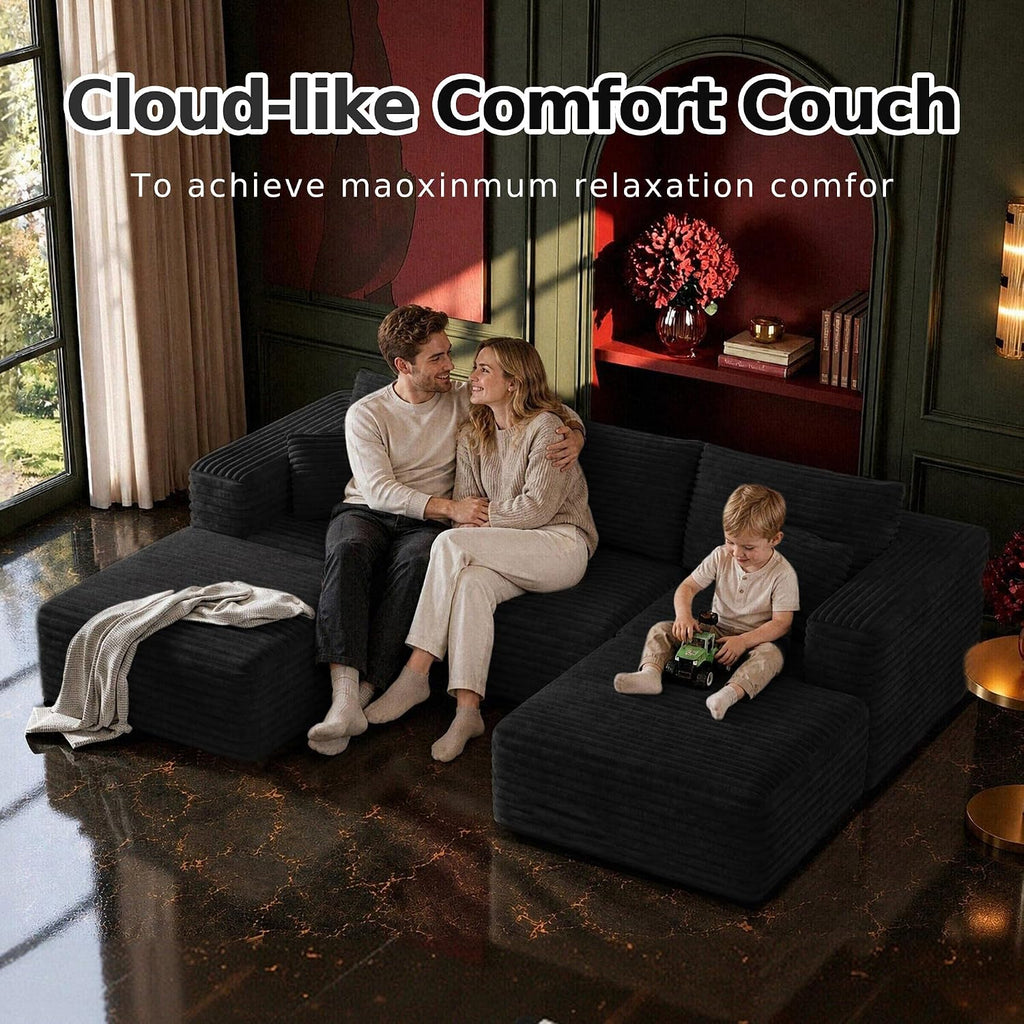 108" Boneless Sectional Cloud Couch for Living Room