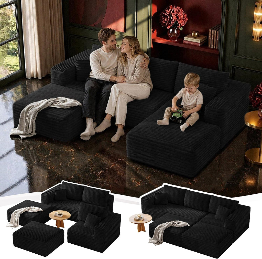108" Boneless Sectional Cloud Couch for Living Room