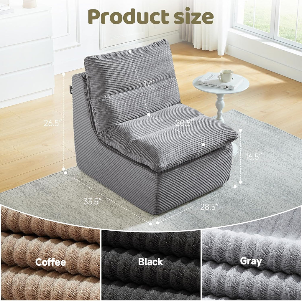 Boneless Couch Small Sofa-Gray