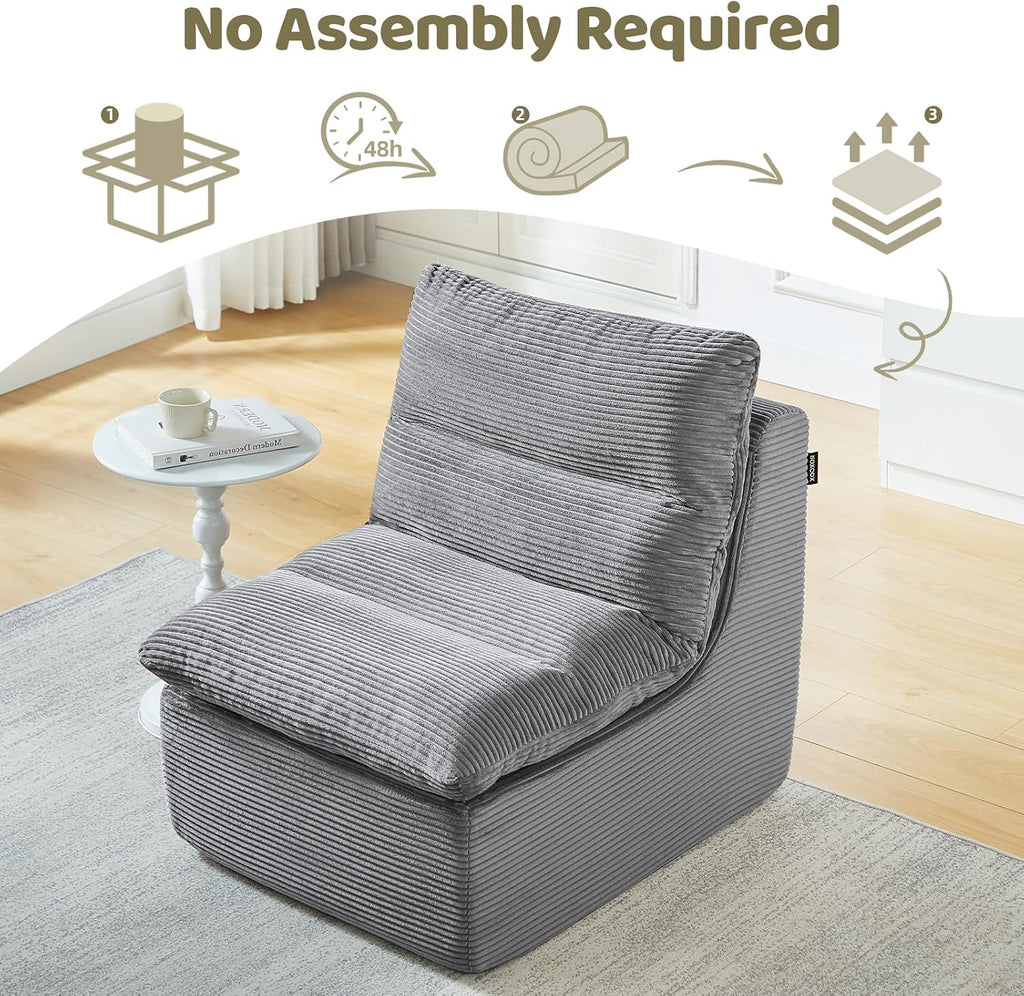 Boneless Couch Small Sofa-Gray