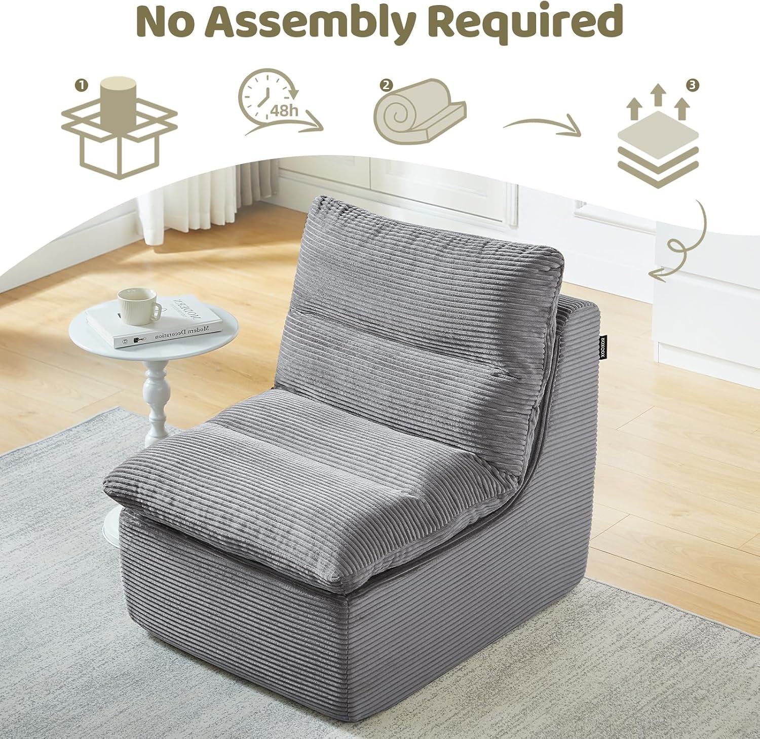 Boneless Couch Small Sofa-Gray